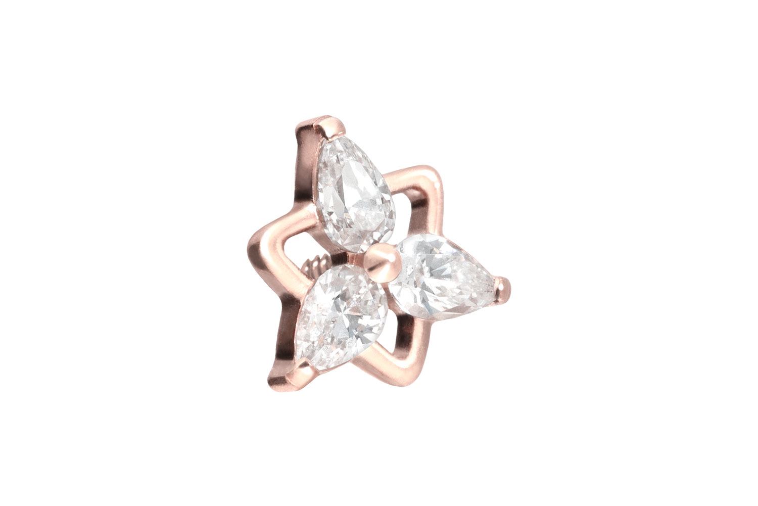 Titan Schraubaufsatz mit Außengewinde KRISTALLBLUME von Piercingline